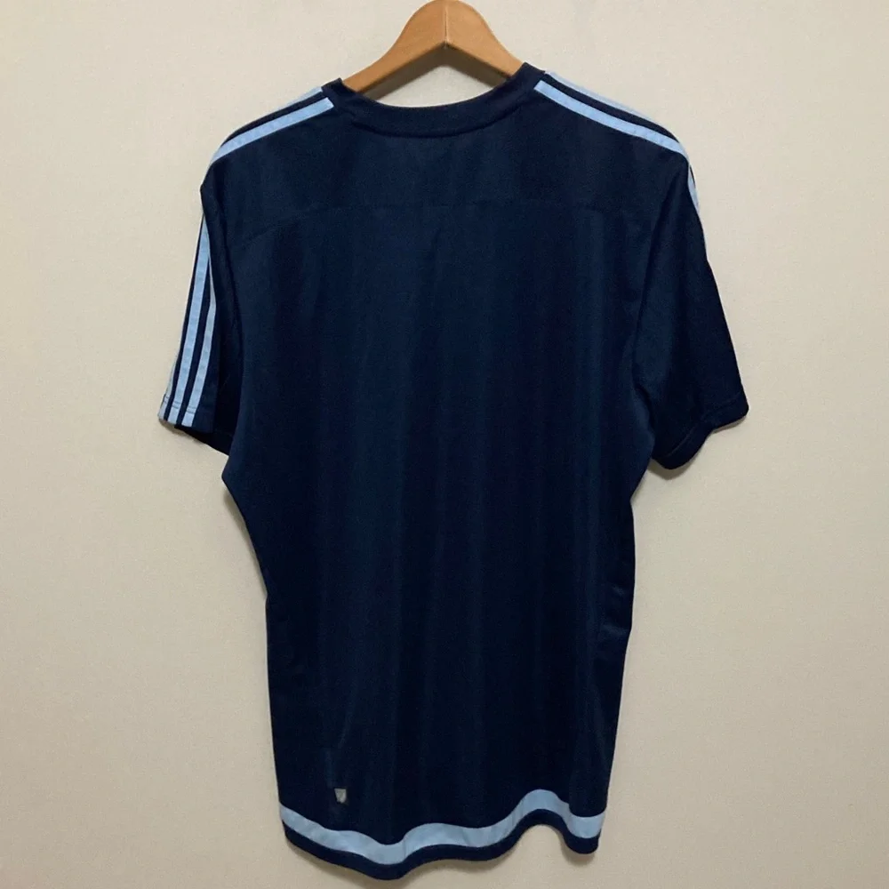 Sporting KC Adidas Dark Blue Soccer Jersey with Light Blue Stripes, Size XL